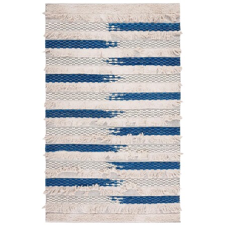 Safavieh 5 x 8 ft. Natural Contemporary Hand Woven Rectangle Rug Beige & Navy NAT655N-5